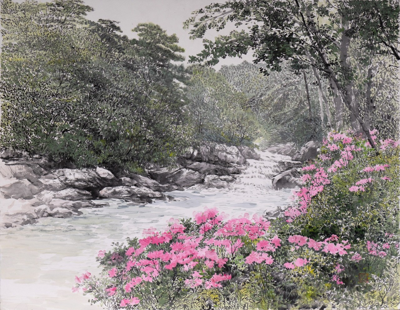 장동권 작. 달궁-수묵담채