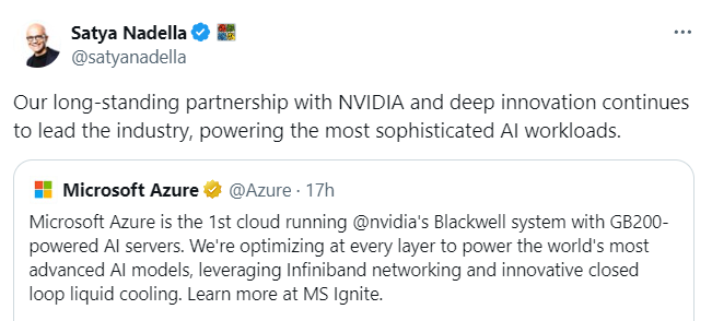 (Photo=X, Satya Nadella)