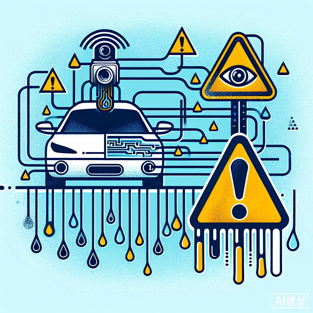 자율주행 카메라 등 AI 학습 영상으로 인한 개인정보 침해를 묘사한 AI생성 이미지