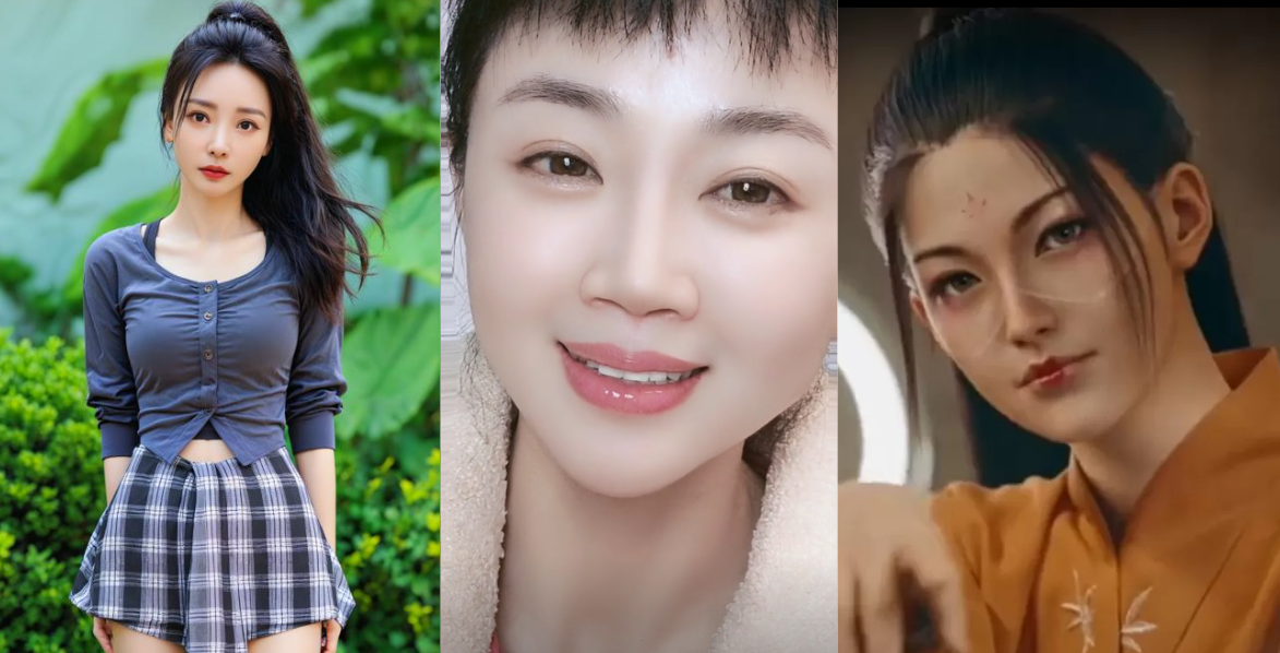 AI 인플루언서 류얀(왼쪽부터), 초콜릿 리틀 레몬, 류에시 (사진=도우인/틱톡/유튜브)