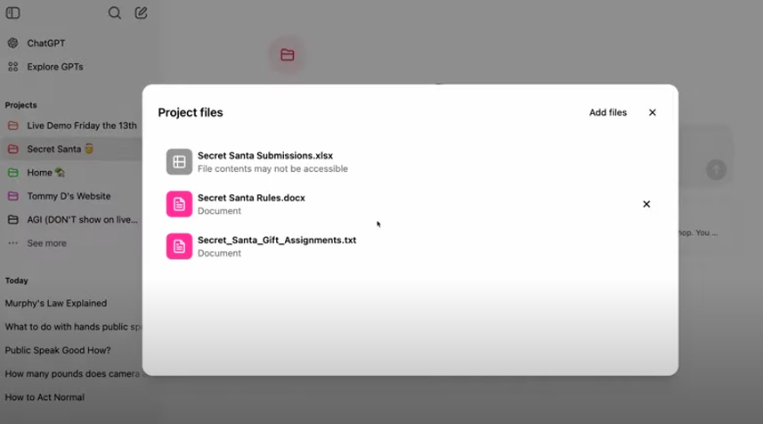 '프로젝트 파일' 기능 (사진=오픈AI) 