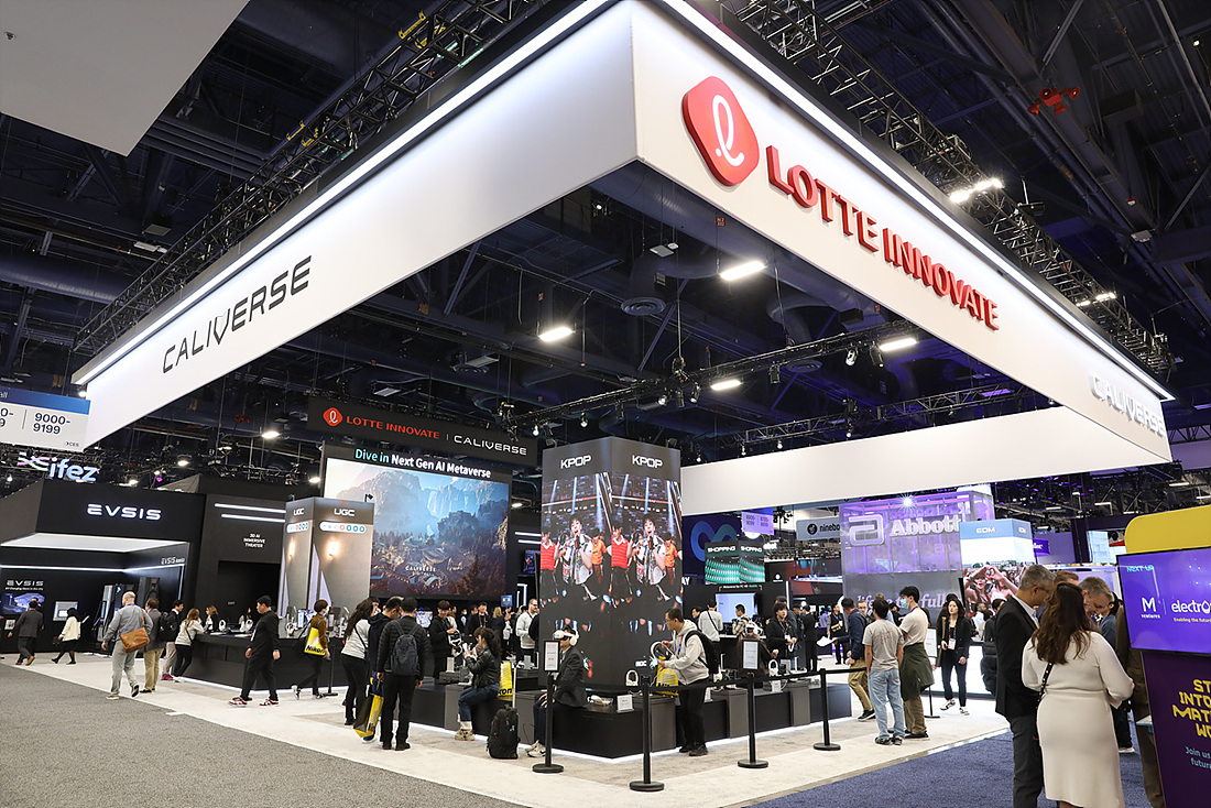 롯데이노베이트 ‘칼리버스’ CES 부스 전경 (사진=롯데이노베이트)