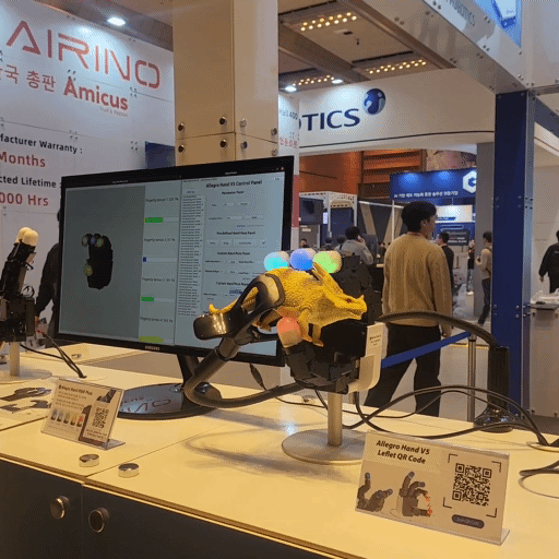 알레그로 핸드에 가해지는 압력 등 정보가 표시되고 있다.