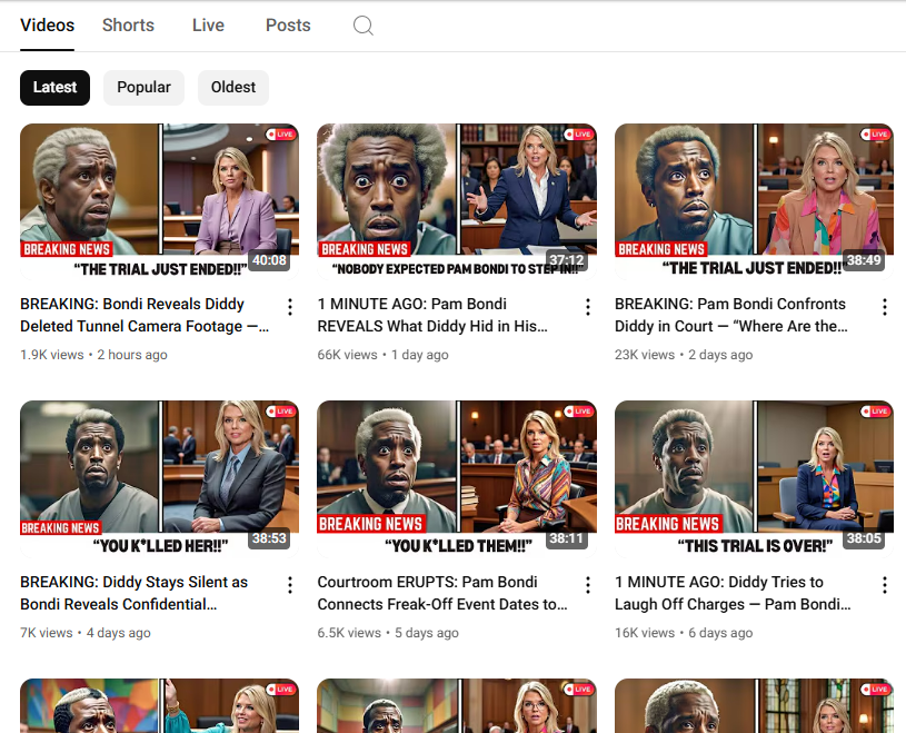 유튜브에 넘치는 '디디 슬롭'..."딥페이크 영상으로 수백만 조회수 올려... - 뉴스 썸네일 이미지