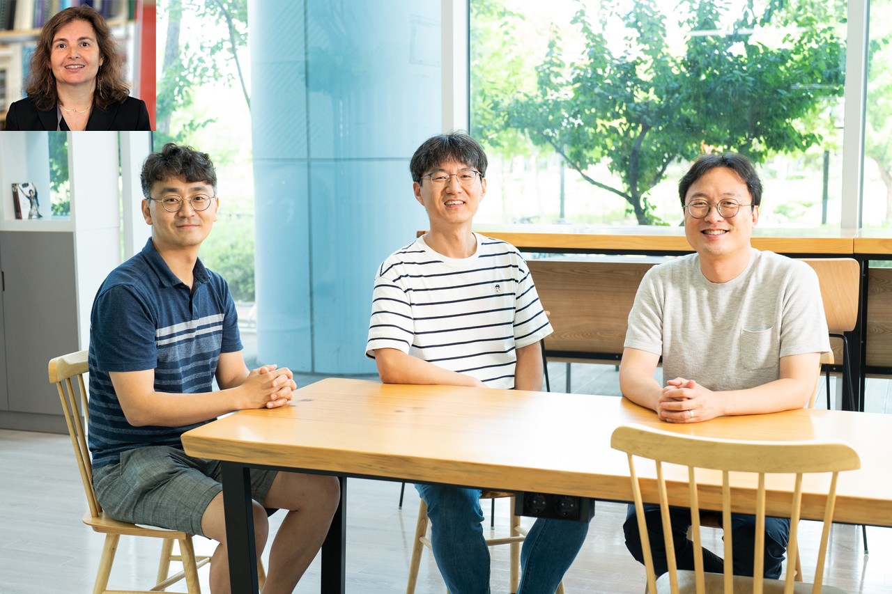 연구책임자 GIST 김승준 교수(오른쪽부터), 김경중 교수, 홍진혁 교수, 해외연구책임자 MIT 다니엘라 루스 교수(좌측 상단)(사진=GIST)