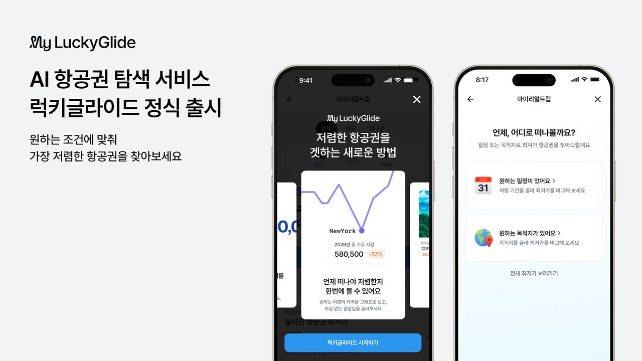 마이리얼트립, AI 항공권 가격 탐색 서비스 '럭키글라이드' 출시 - 뉴스 썸네일 이미지