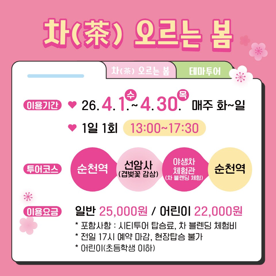 겹벚꽃 보고 나만의 야생차 만든다...순천, 4월 한정 웰니스 여행 상품 출시