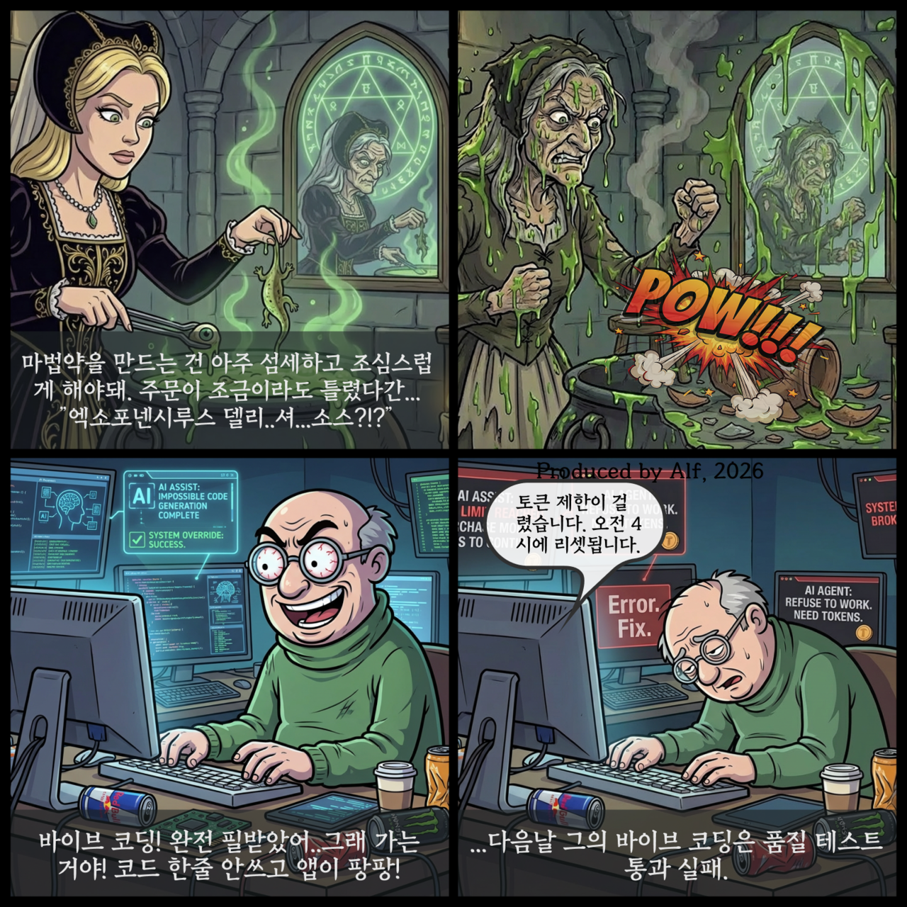 [AI카툰] Bob, Senior IT guy - 밥, 밤새지 마란 말이야