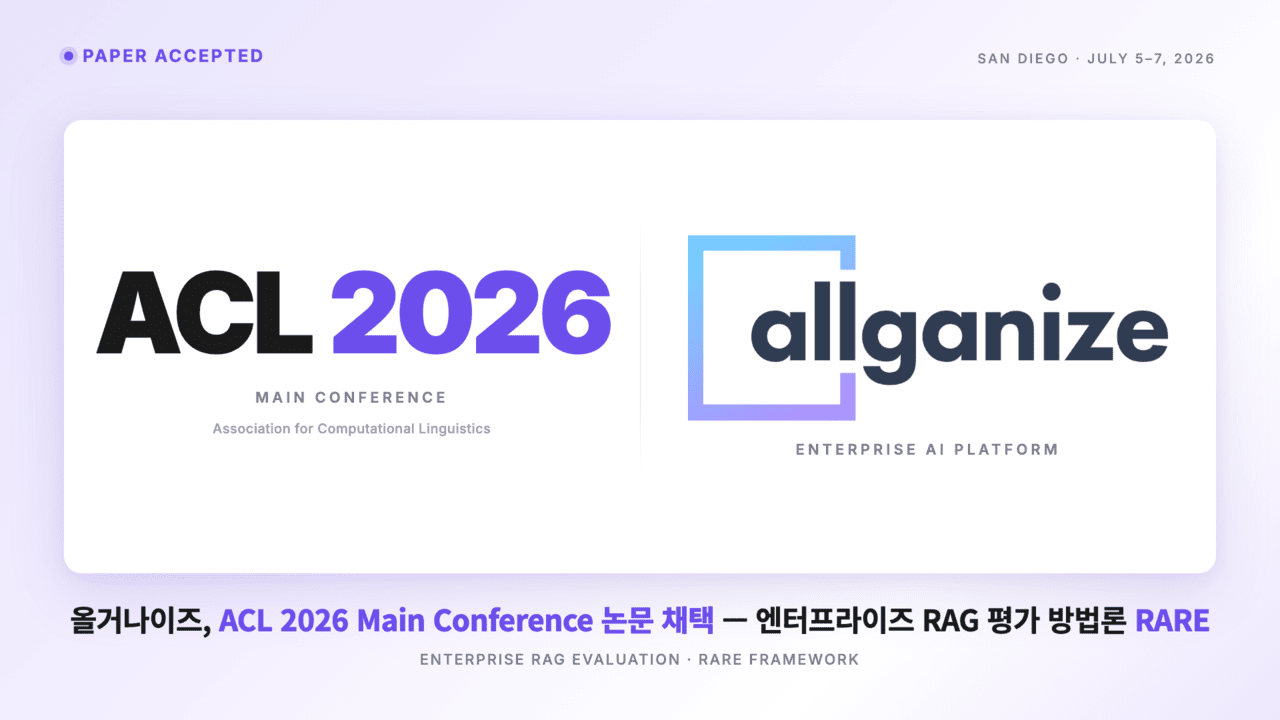 "금융·법률 RAG 성능 5%까지 하락"....올거나이즈, ACL 메인 논문 채택 - 뉴스 썸네일 이미지