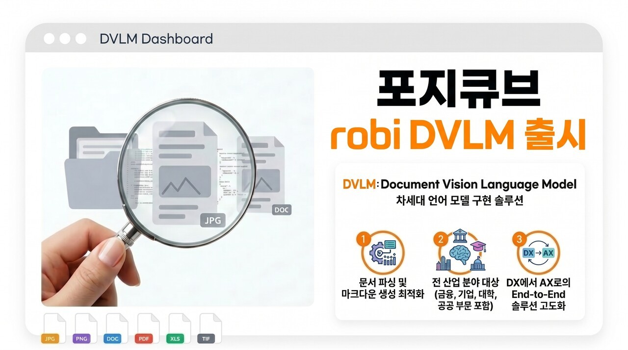 포지큐브, 문서 파싱 솔루션 '로비 DVLM' 출시..."기존 OCR 정확도 한계... - 뉴스 썸네일 이미지