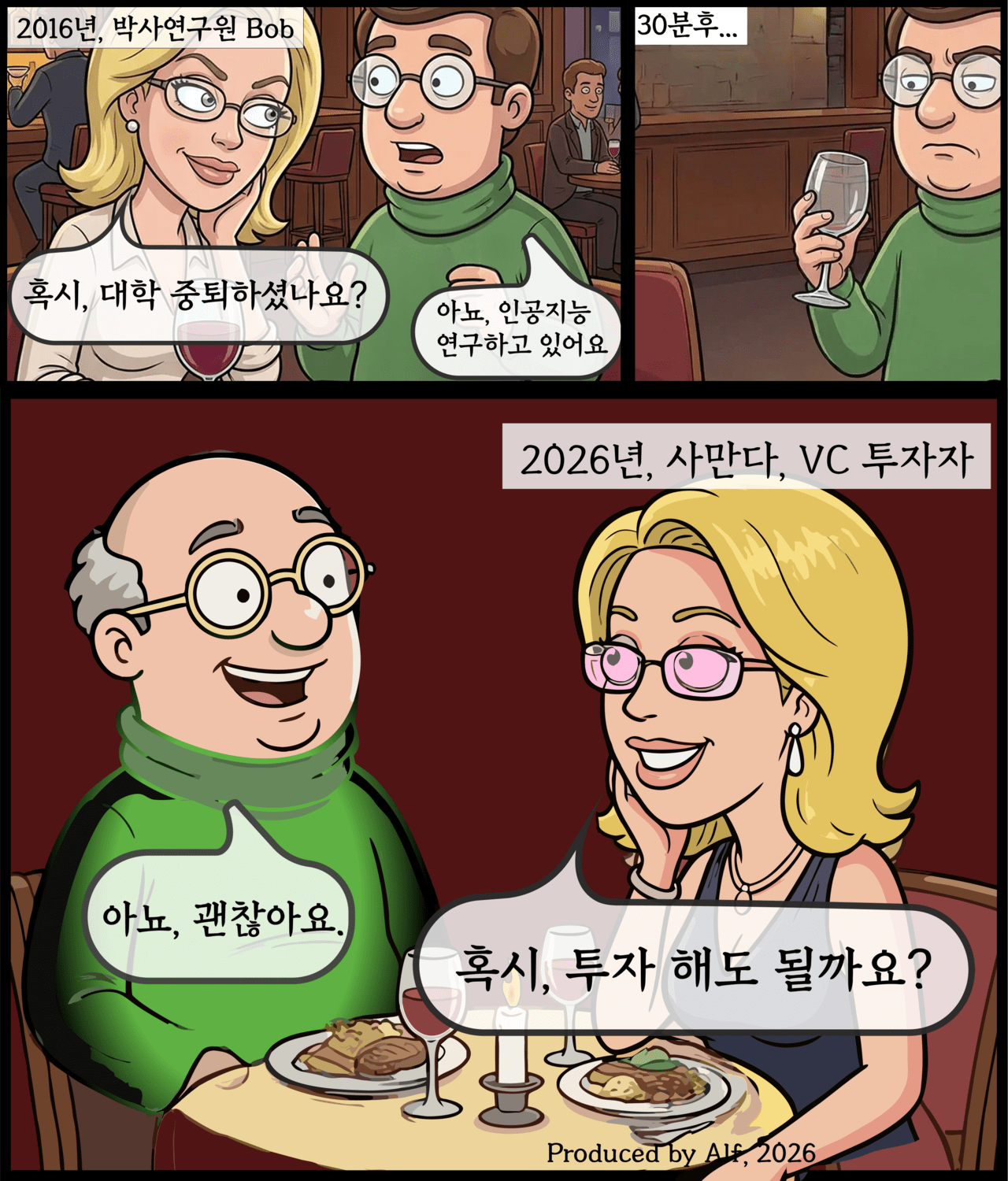 [AI카툰] Bob, Senior IT guy - 밥, VC와 데이트하기