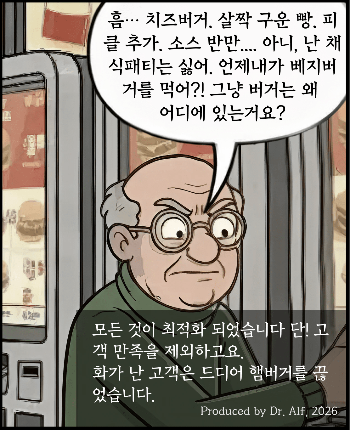 [AI카툰] Bob, Senior IT guy - 키오스크 vs 밥
