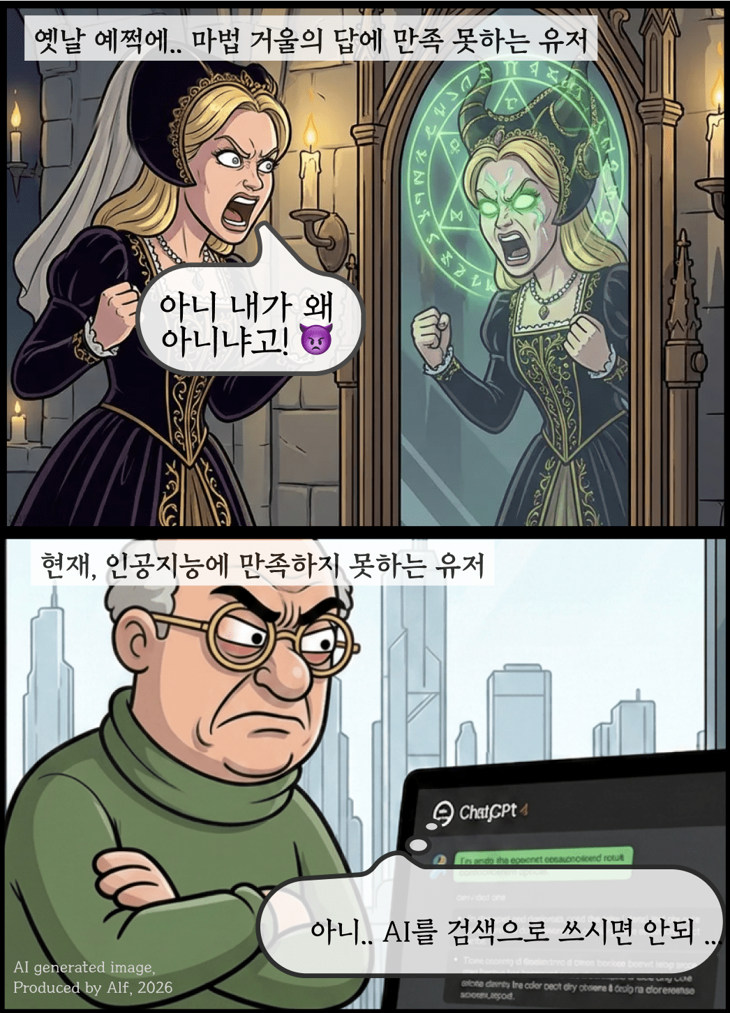 [AI카툰] Bob, Senior IT guy - 밥, AI는 검색엔진 아니에요.