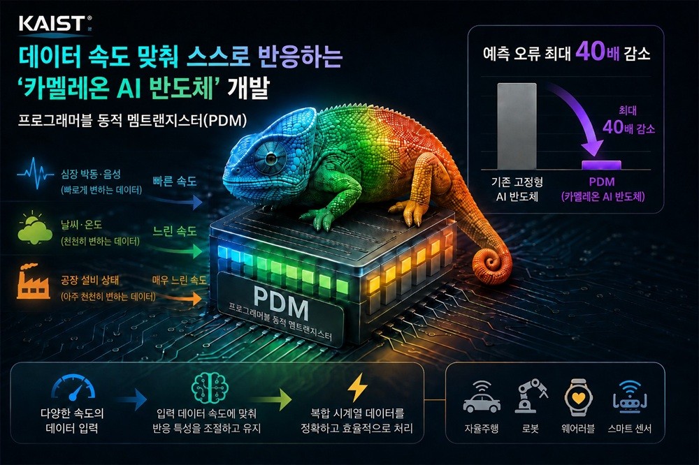 KAIST, 데이터 변화 속도에 맞춰 반응하는 'AI 반도체' 개발