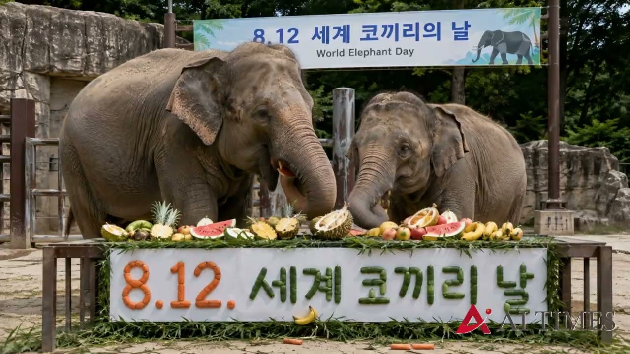광주 우치동물원, 세계 코끼리의 날 맞아 ‘과일 파티'