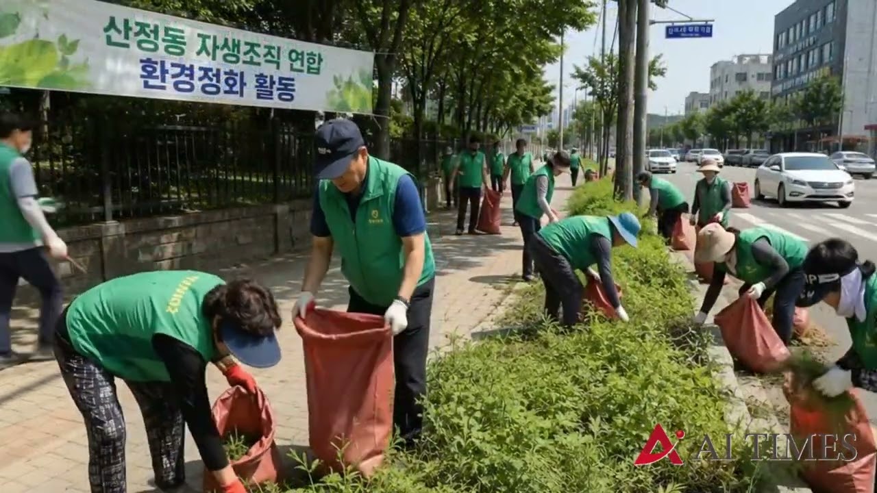 목포, 산정동 주민 40여명, 폭염 속 600m 도로변 환경정비