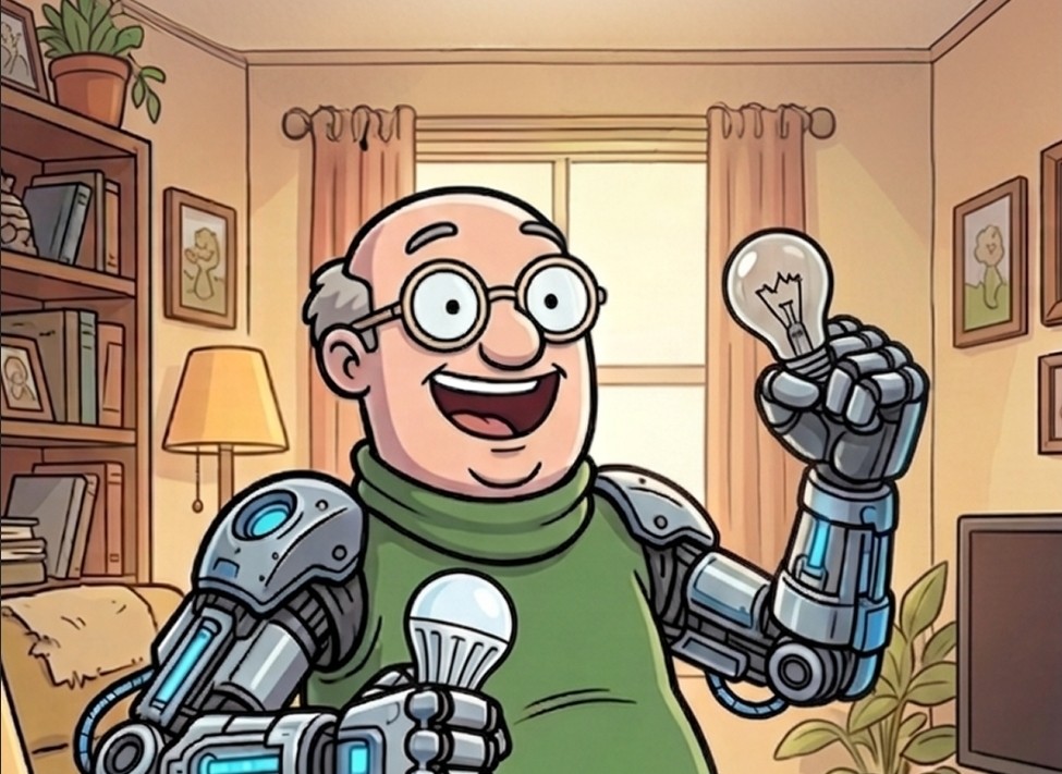 [AI카툰] Bob, Senior IT guy - 밥, Exoskeleton 파워 슈트 장착!