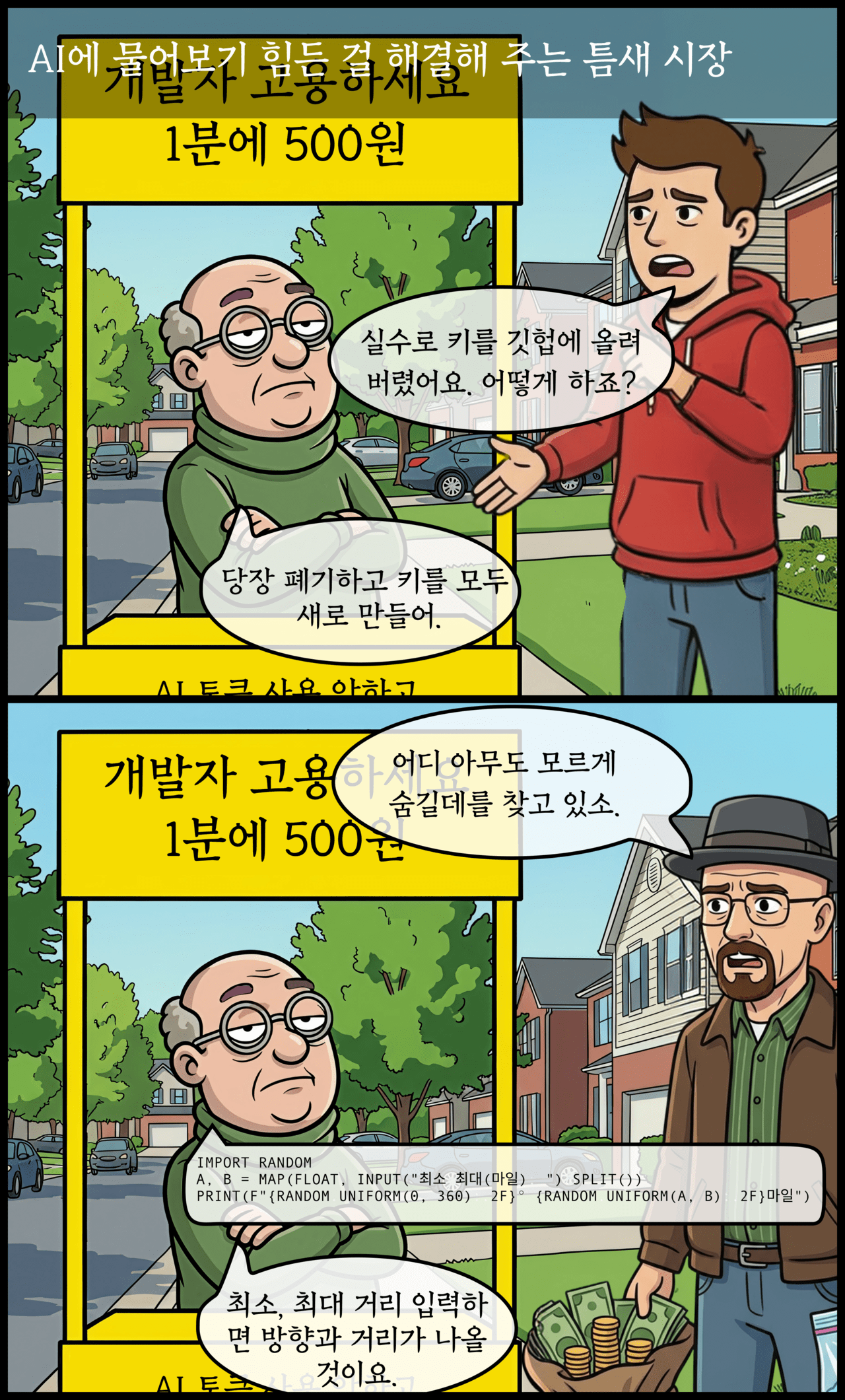 [AI카툰] Bob, Senior IT guy - 밥, AI가 못 들어가는 틈새시장 개발자